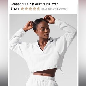 ALO Yoga White Cropped 1/4 Zip Pullover